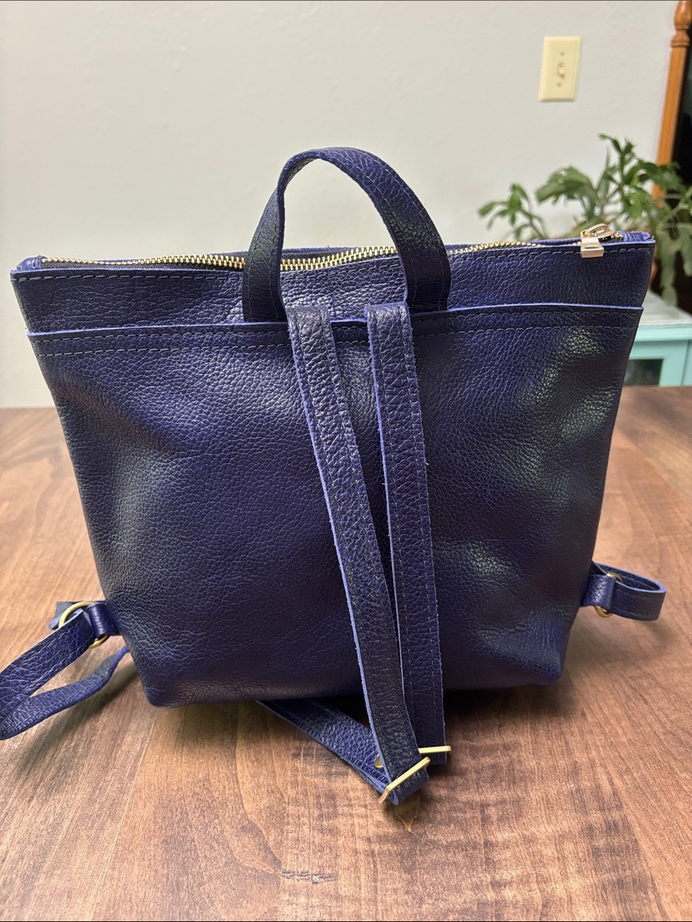 Portland Leather small tote backpack in Colbalt. New - Picture 2 of 6